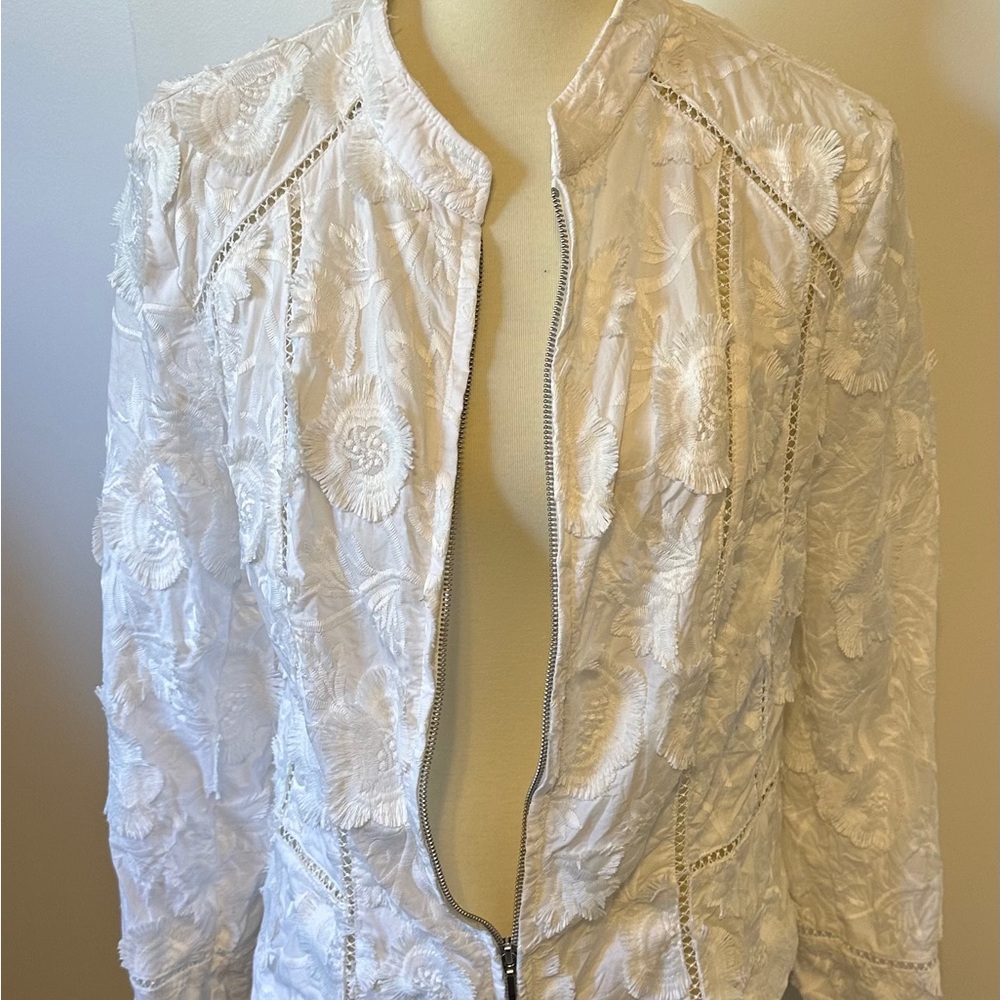 INC International Concepts White Floral Bomber Jacket - Picture 5 of 10